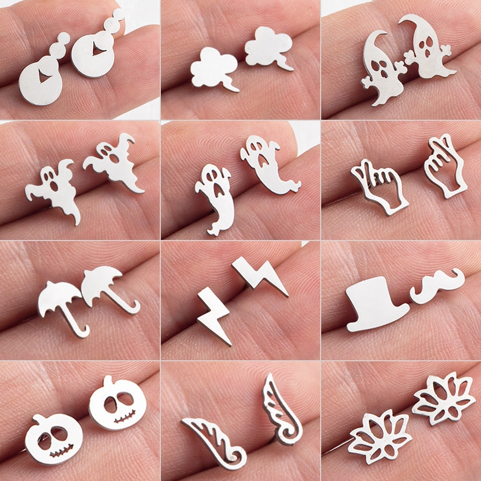 Wholesale Halloween Pumpkin Stainless Steel Earrings