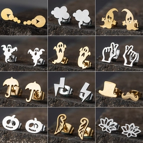 Wholesale Halloween Pumpkin Stainless Steel Earrings