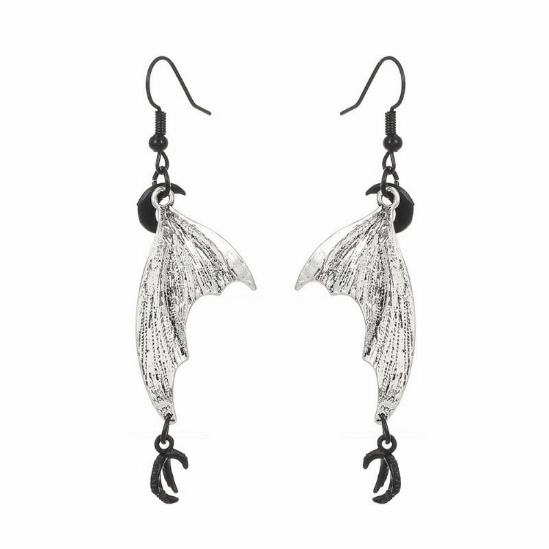 Wholesale Halloween Retro Gothic Bat Wings Alloy Earrings