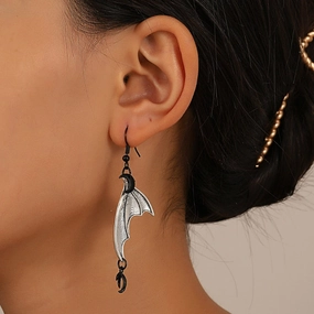 Wholesale Halloween Retro Gothic Bat Wings Alloy Earrings