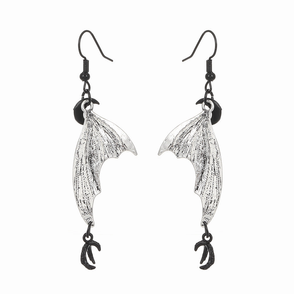 Wholesale Halloween Retro Gothic Bat Wings Alloy Earrings