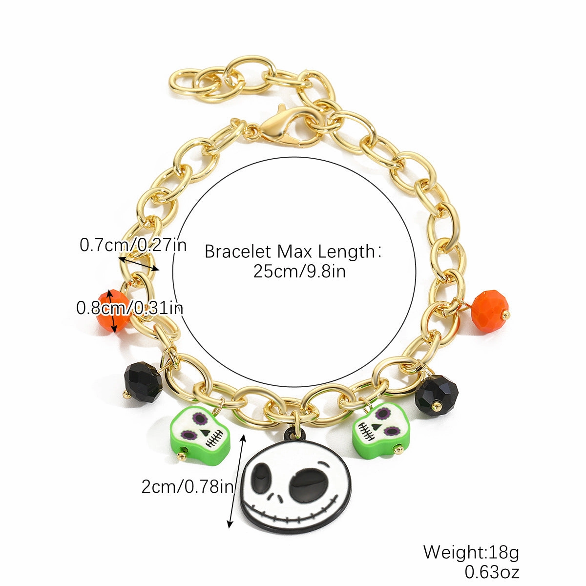 Wholesale Halloween Rice Beads Orange Pumpkin Skull Bracelet Set