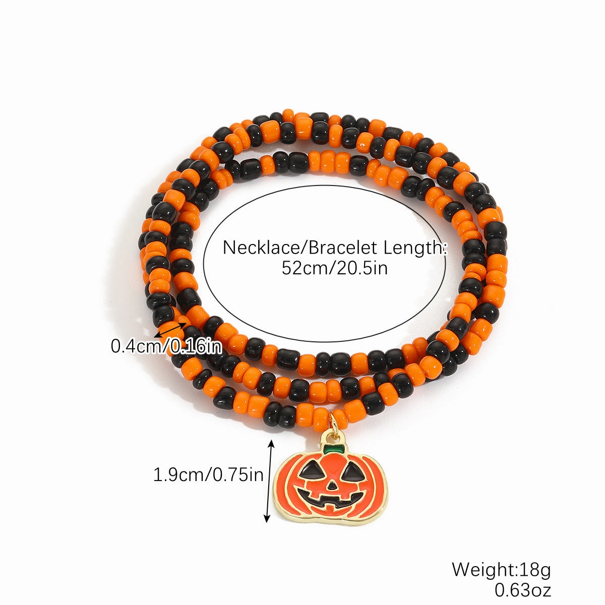Wholesale Halloween Rice Beads Orange Pumpkin Skull Bracelet Set
