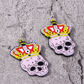 Wholesale Halloween Series Crown Skull Plastic Earrings