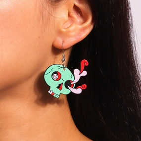Wholesale Halloween Series Green Skull Earrings Earrings