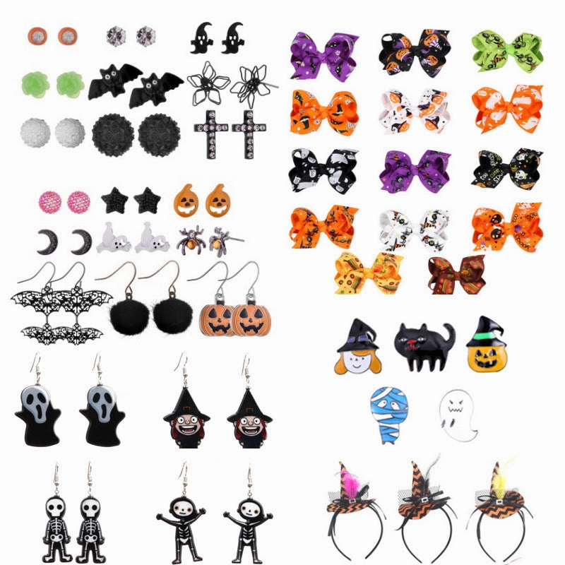 Wholesale Halloween Series Horror Funny Ghost Bat Spider Skull Earrings