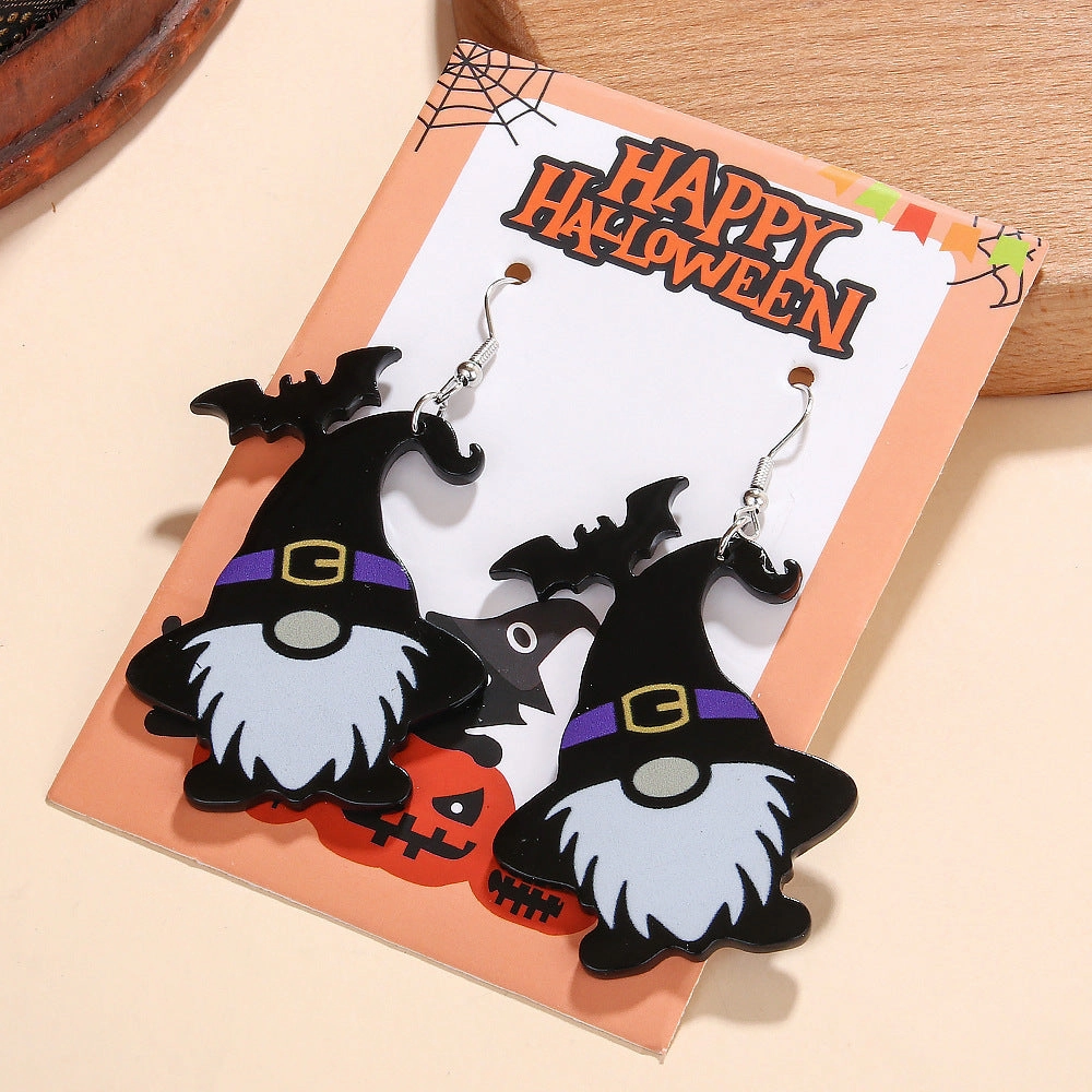Wholesale Halloween Series Pumpkin Candy Little Devil Ghost Black Cat Dwarf Acrylic Earrings