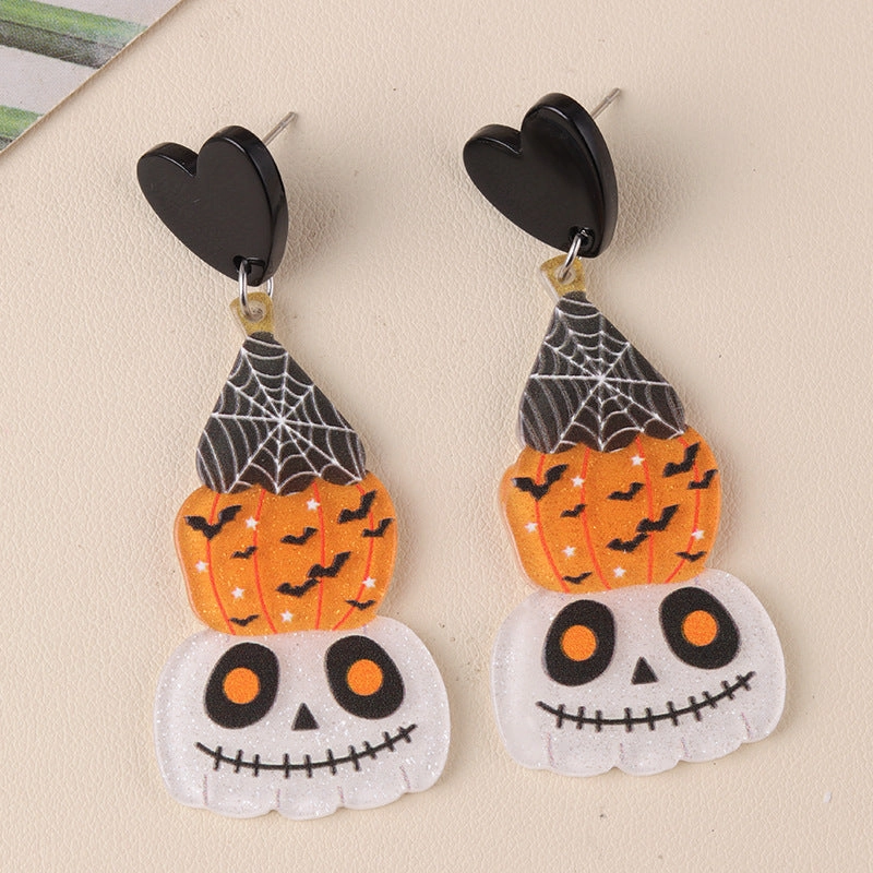 Wholesale Halloween Series Pumpkin Cartoon Funny Ghost Acrylic Earrings