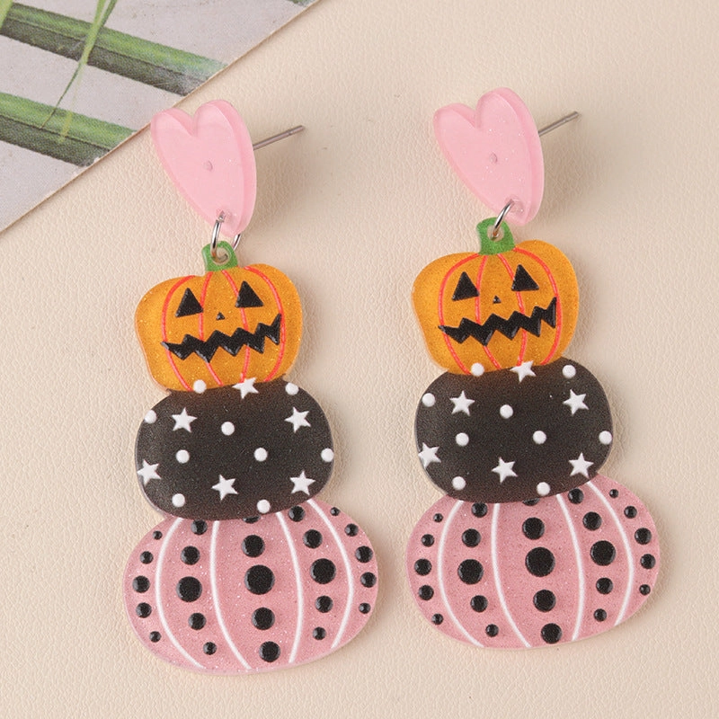 Wholesale Halloween Series Pumpkin Cartoon Funny Ghost Acrylic Earrings