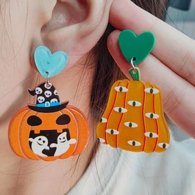 Wholesale Halloween Series Pumpkin Cartoon Funny Ghost Acrylic Earrings