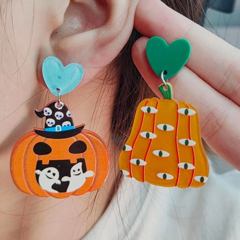 Wholesale Halloween Series Pumpkin Cartoon Funny Ghost Acrylic Earrings