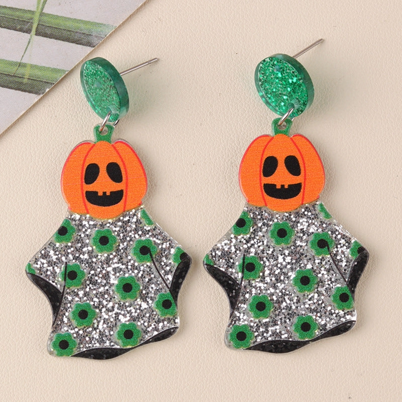 Wholesale Halloween Series Pumpkin Cartoon Funny Ghost Acrylic Earrings