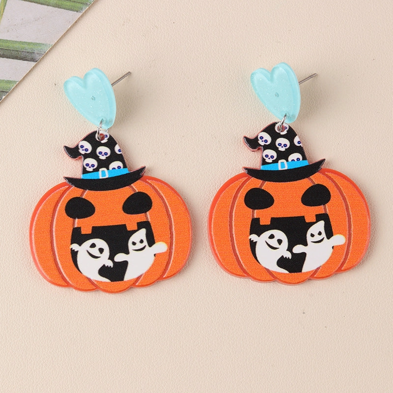 Wholesale Halloween Series Pumpkin Cartoon Funny Ghost Acrylic Earrings
