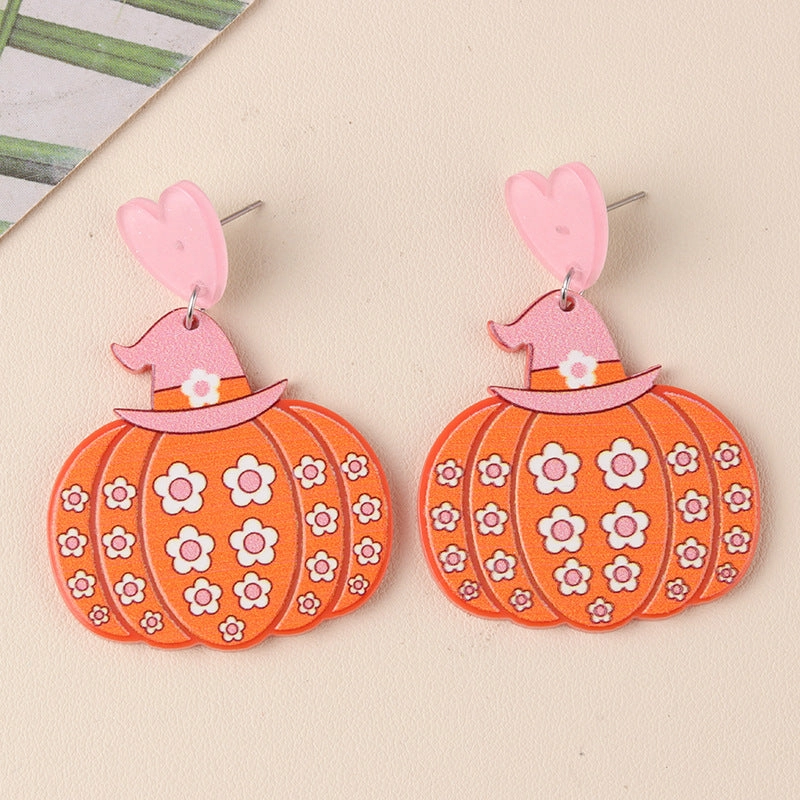 Wholesale Halloween Series Pumpkin Cartoon Funny Ghost Acrylic Earrings