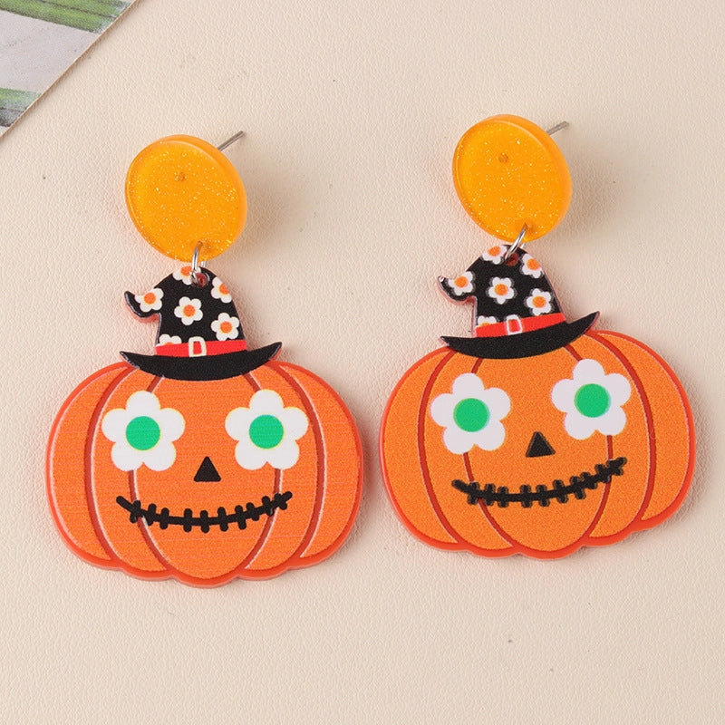 Wholesale Halloween Series Pumpkin Cartoon Funny Ghost Acrylic Earrings