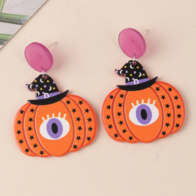 Wholesale Halloween Series Pumpkin Cartoon Funny Ghost Acrylic Earrings