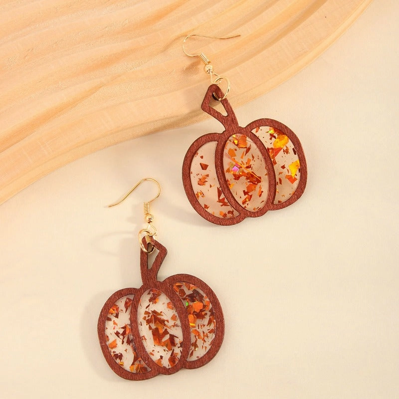 Wholesale Halloween Simple Fashion Personalized Novel Splicing Pumpkin Acrylic Earrings