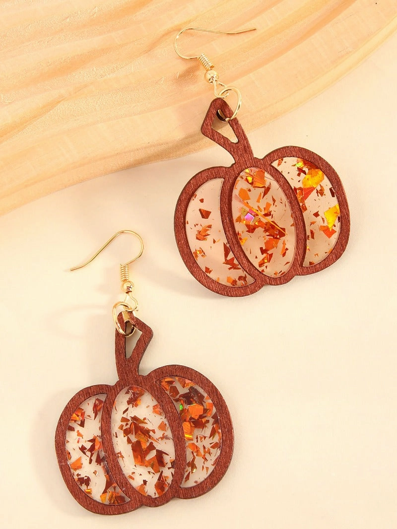Wholesale Halloween Simple Fashion Personalized Novel Splicing Pumpkin Acrylic Earrings