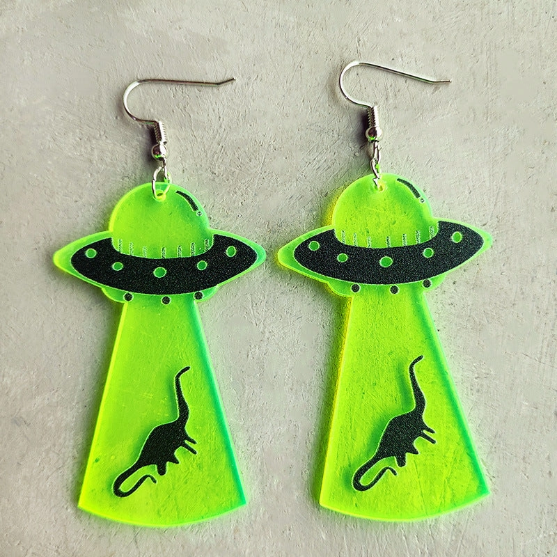 Wholesale Halloween Skeleton Alien UFO Fluorescent Acrylic Earrings