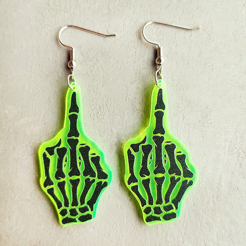 Wholesale Halloween Skeleton Alien UFO Fluorescent Acrylic Earrings