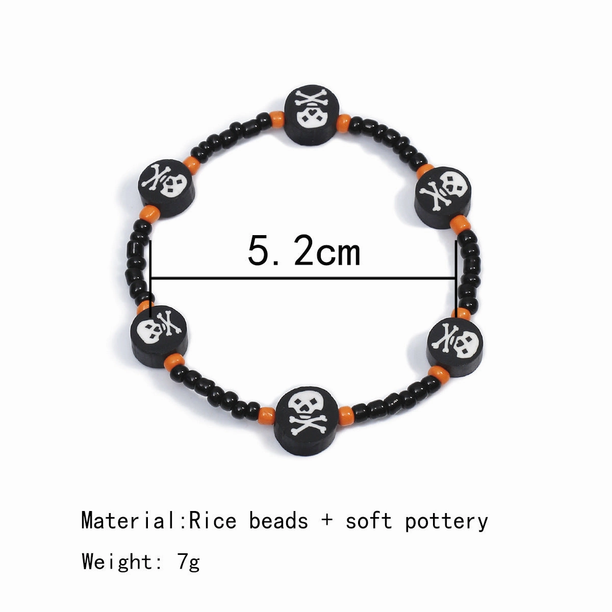 Wholesale Halloween Skeleton Bones, Soft Pottery, Rice Beads, Beaded Bracelets