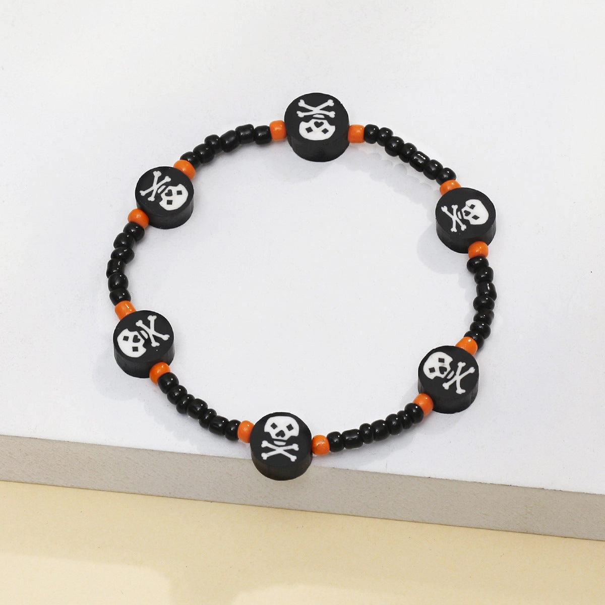Wholesale Halloween Skeleton Bones, Soft Pottery, Rice Beads, Beaded Bracelets