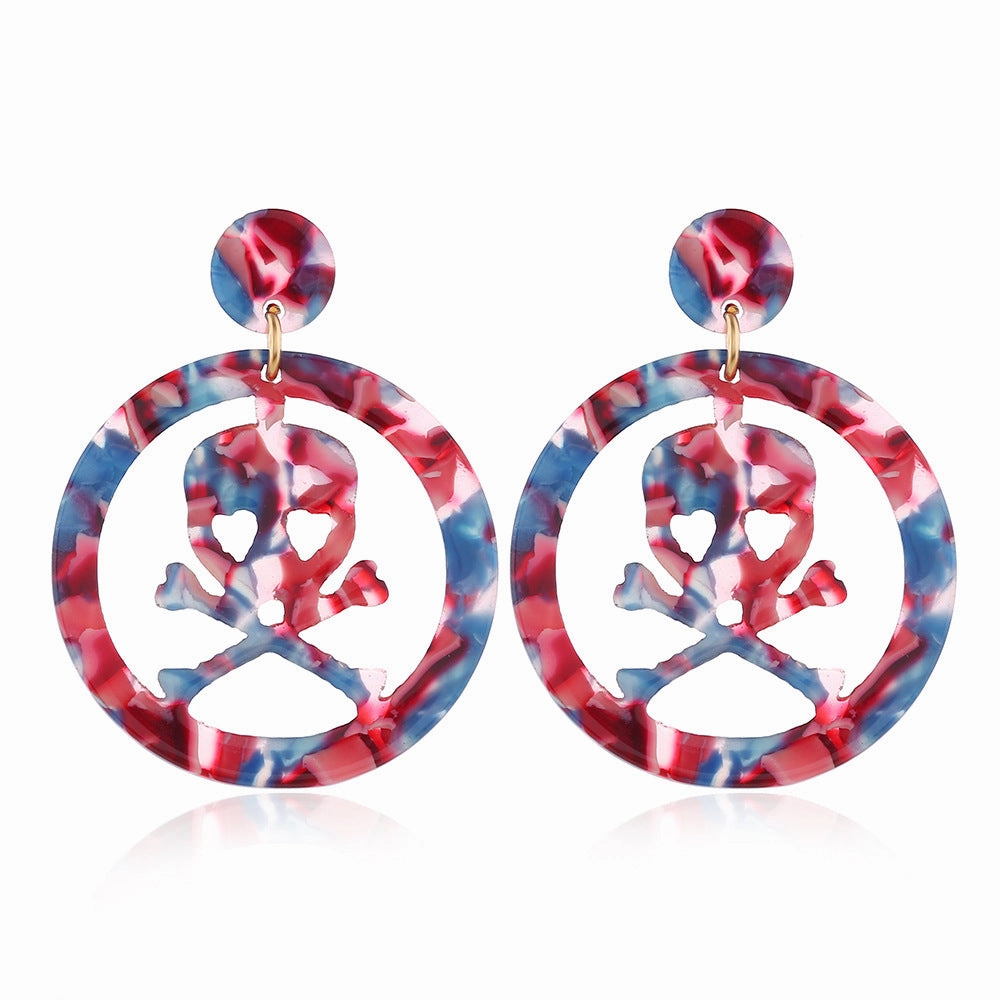 Wholesale Halloween Skull Acetate Earrings
