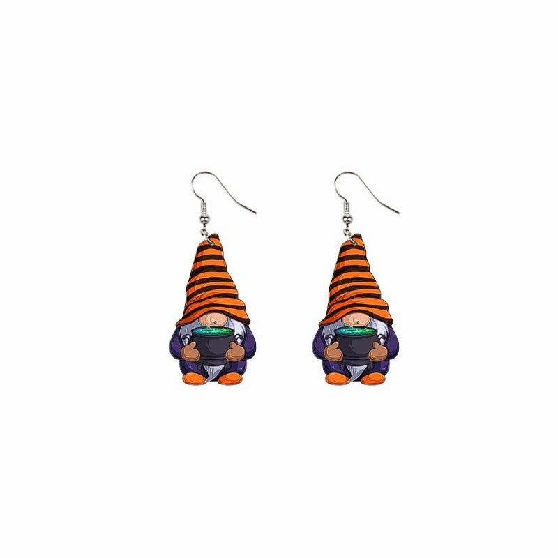 Wholesale Halloween Smiley Pumpkin Black Cat Candy Basket Acrylic Earrings
