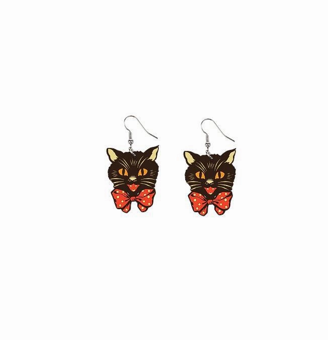 Wholesale Halloween Smiley Pumpkin Black Cat Candy Basket Acrylic Earrings