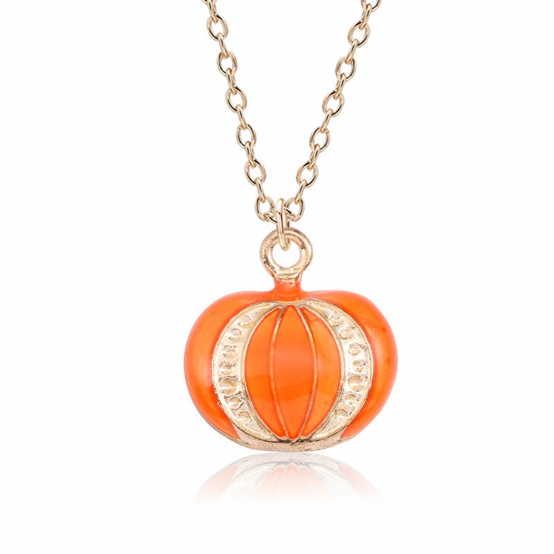 Wholesale Halloween Themed Pumpkin Hat Cat Animal Necklace
