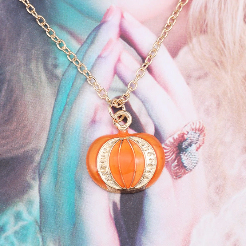 Wholesale Halloween Themed Pumpkin Hat Cat Animal Necklace