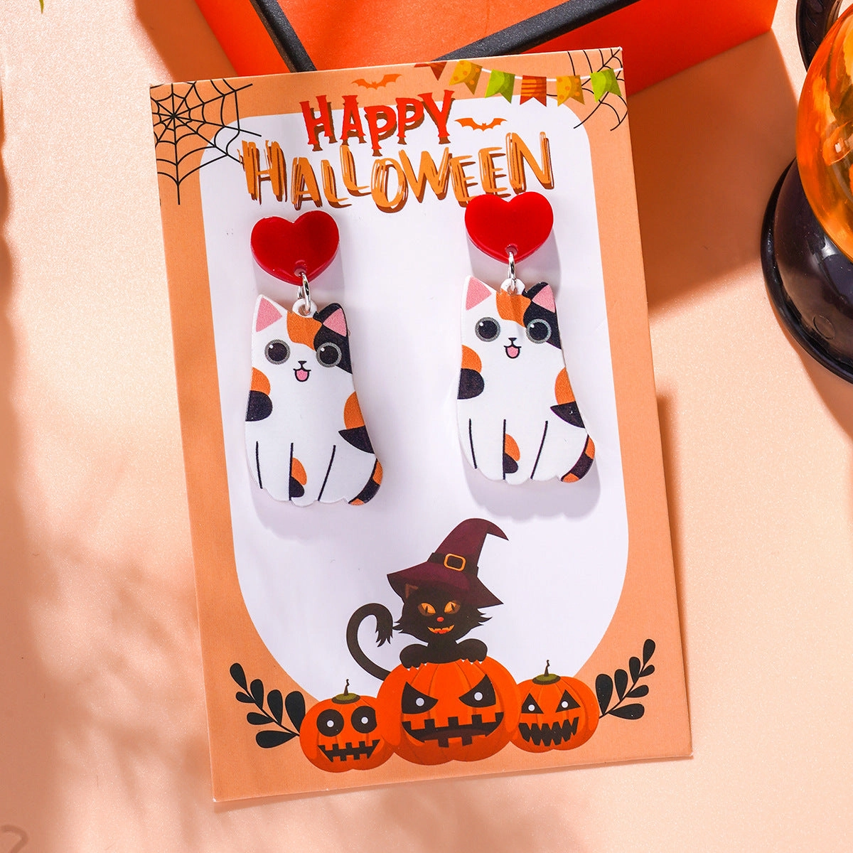 Wholesale Halloween Themed Series Acrylic Cat Earrings