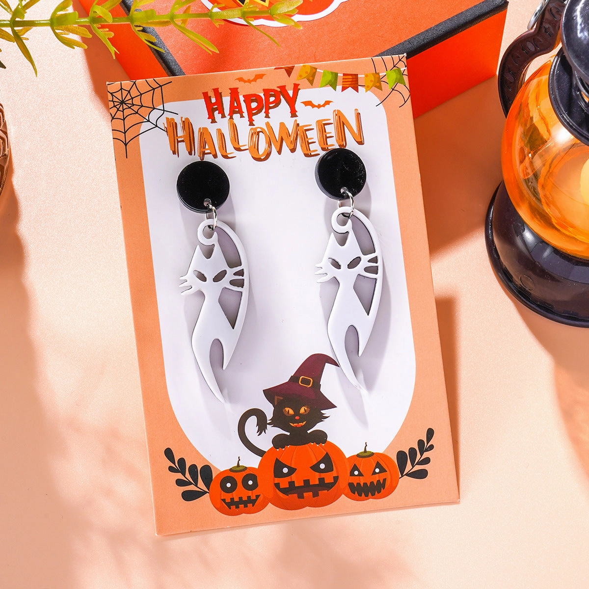 Wholesale Halloween Themed Series Acrylic Cat Earrings