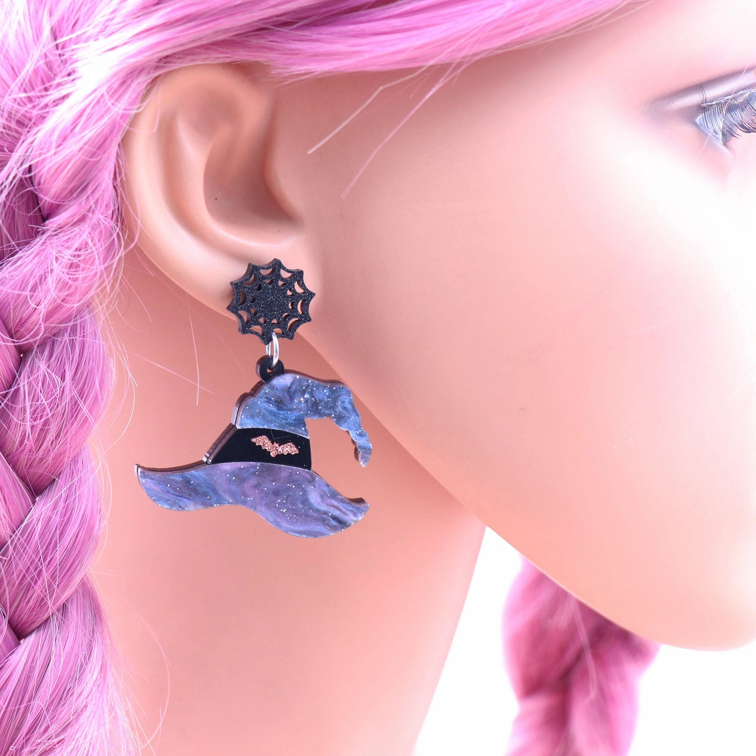 Wholesale Halloween Witch Hat Earrings Spider Acrylic Earrings