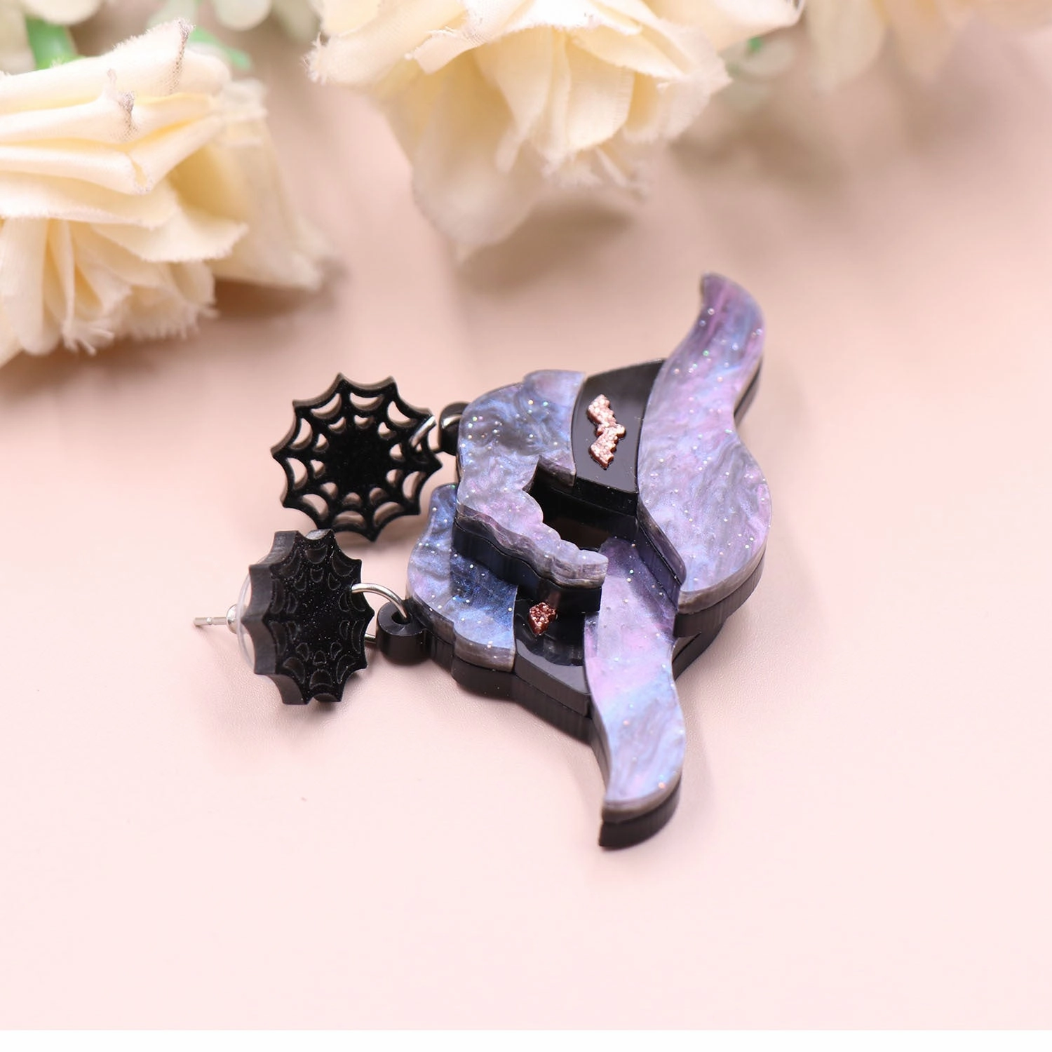 Wholesale Halloween Witch Hat Earrings Spider Acrylic Earrings