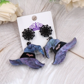 Wholesale Halloween Witch Hat Earrings Spider Acrylic Earrings