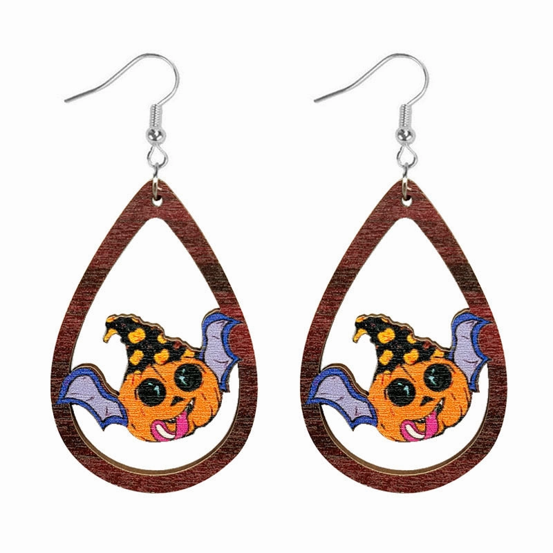 Wholesale Halloween Wooden Candy Water Drops Earrings