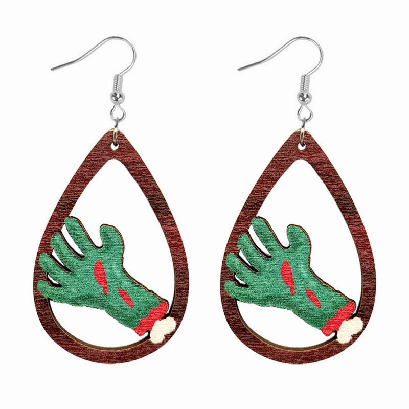 Wholesale Halloween Wooden Candy Water Drops Earrings