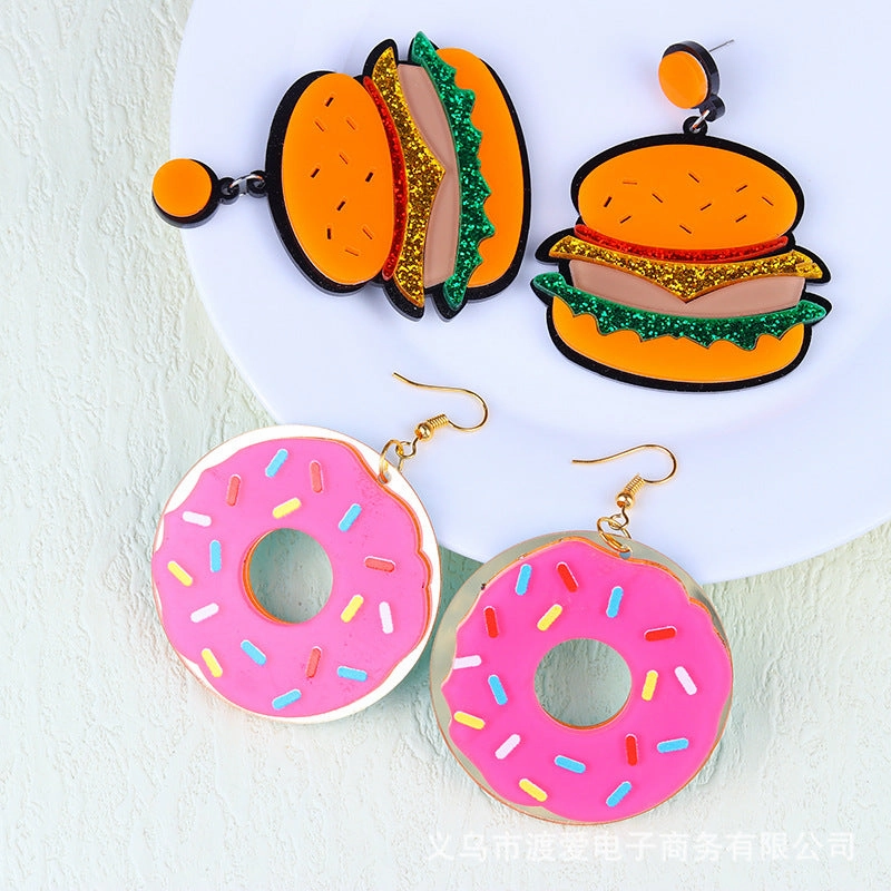 Wholesale Hamburger Donuts and Acrylic Earrings