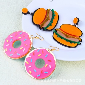 Wholesale Hamburger Donuts and Acrylic Earrings