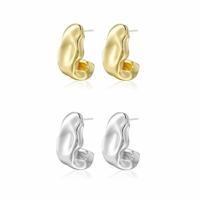 Wholesale Hammer Patterned Irregular Metal Pleated Metal Earrings