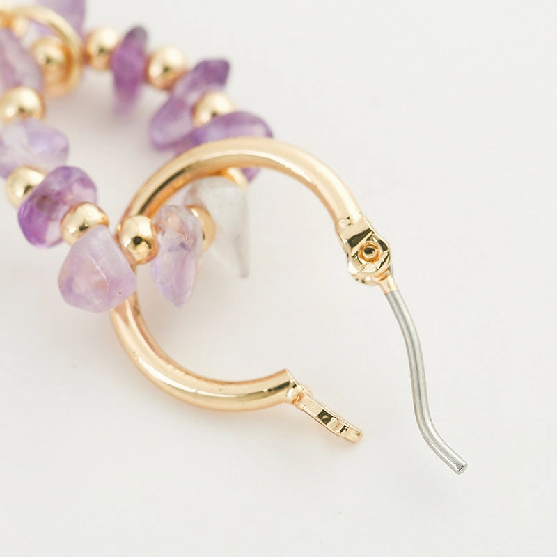 Wholesale Hand Beaded Alloy Hoop Earrings