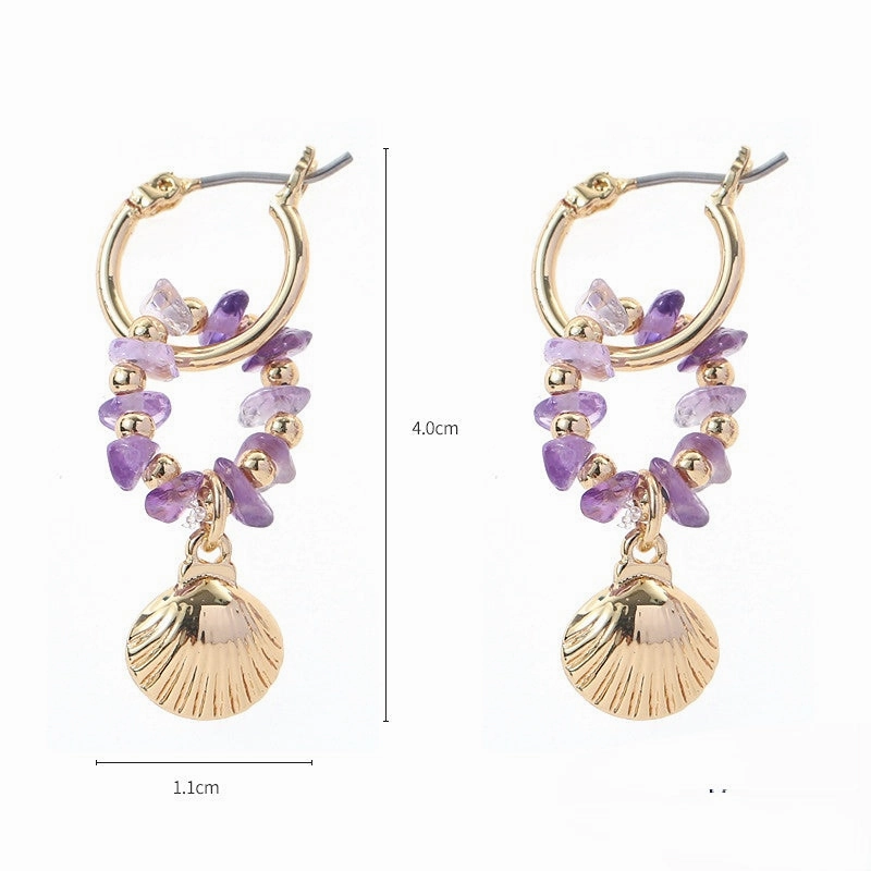 Wholesale Hand Beaded Alloy Hoop Earrings