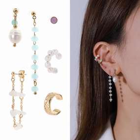 Wholesale Hand Beaded Alloy Hoop Earrings