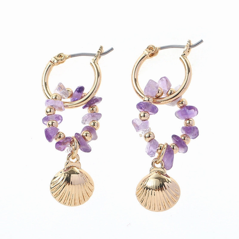 Wholesale Hand Beaded Alloy Hoop Earrings