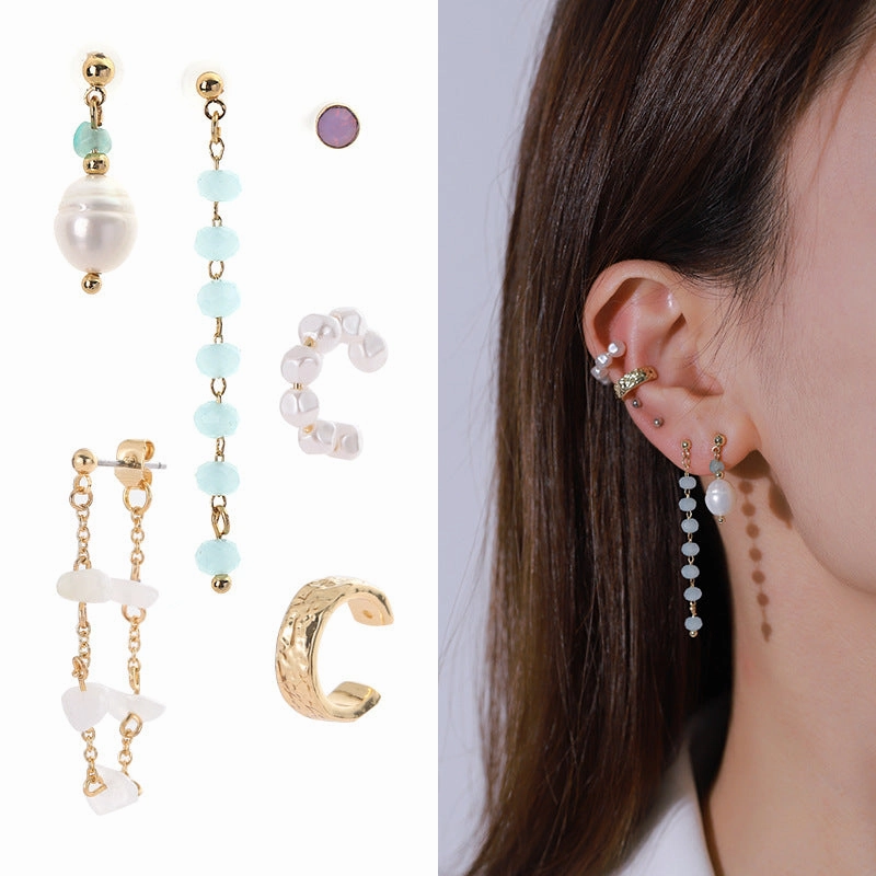 Wholesale Hand Beaded Alloy Hoop Earrings