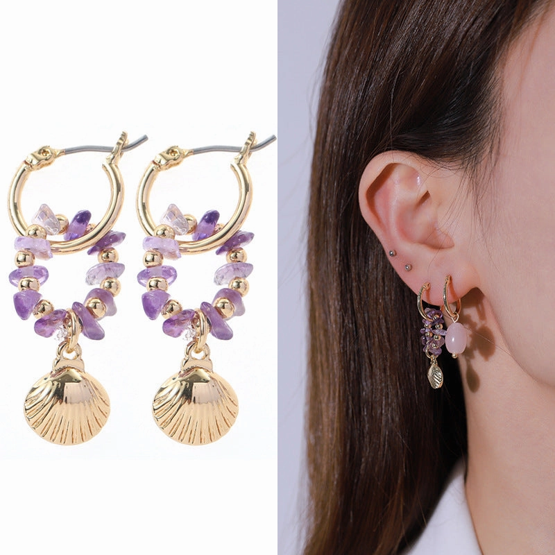 Wholesale Hand Beaded Alloy Hoop Earrings