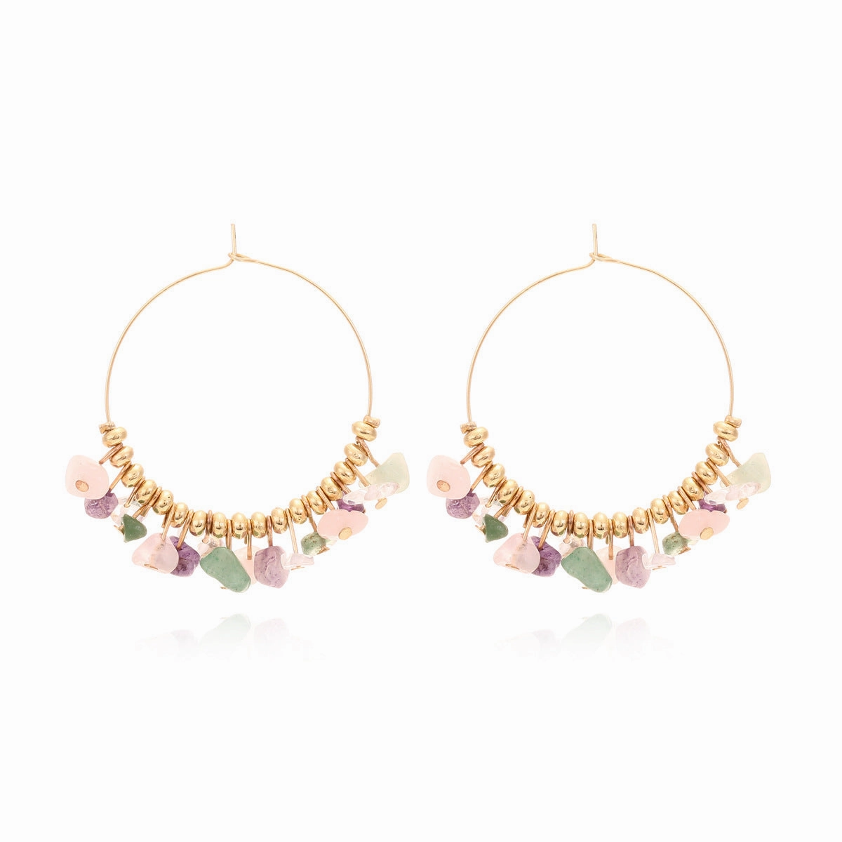 Wholesale Hand Beaded Colored Stones Alloy Earrings