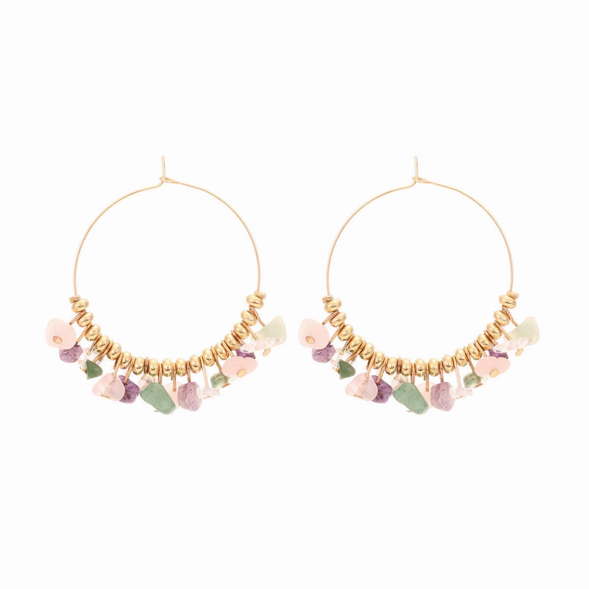 Wholesale Hand Beaded Colored Stones Alloy Earrings