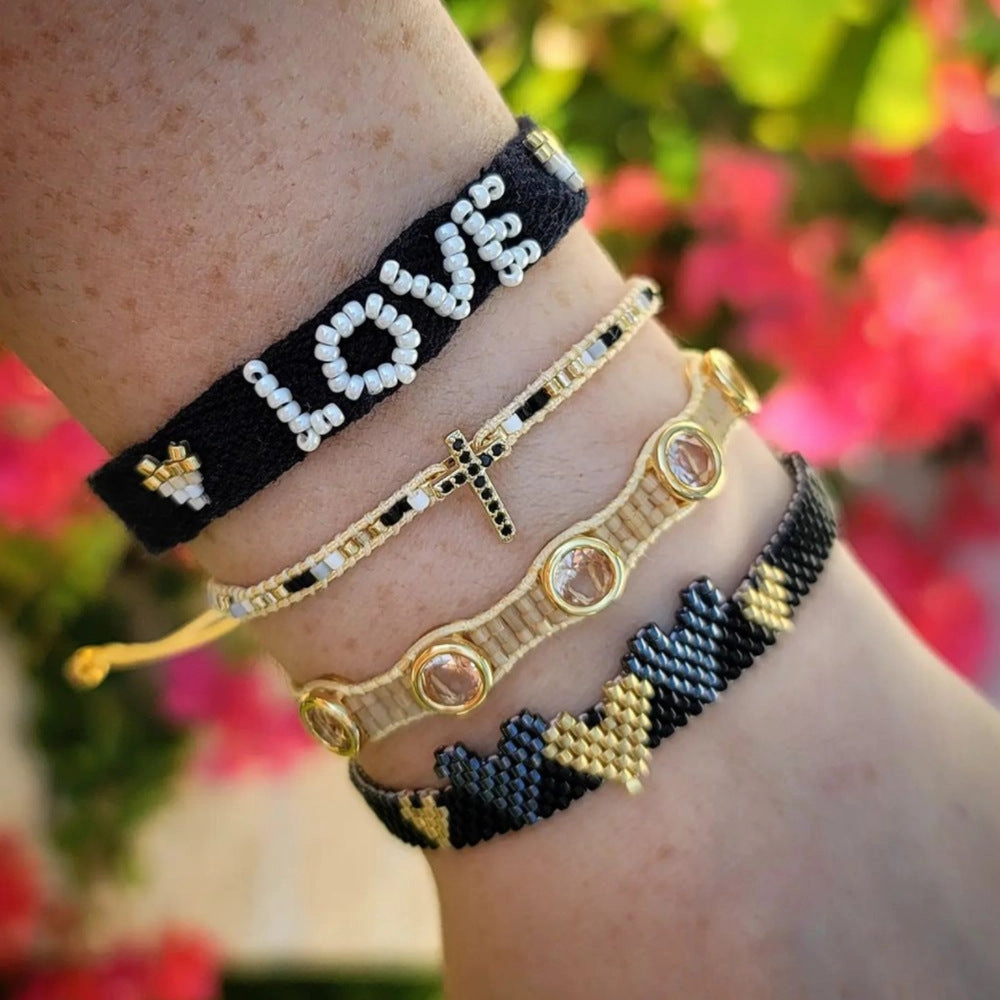 Wholesale Hand Made Cross Heart Glass Bracelet